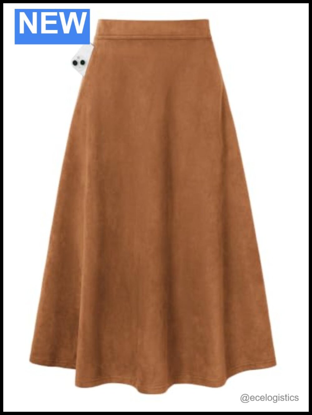 Faux Suede High Waist A-Line Midi Skirt Fall Winter